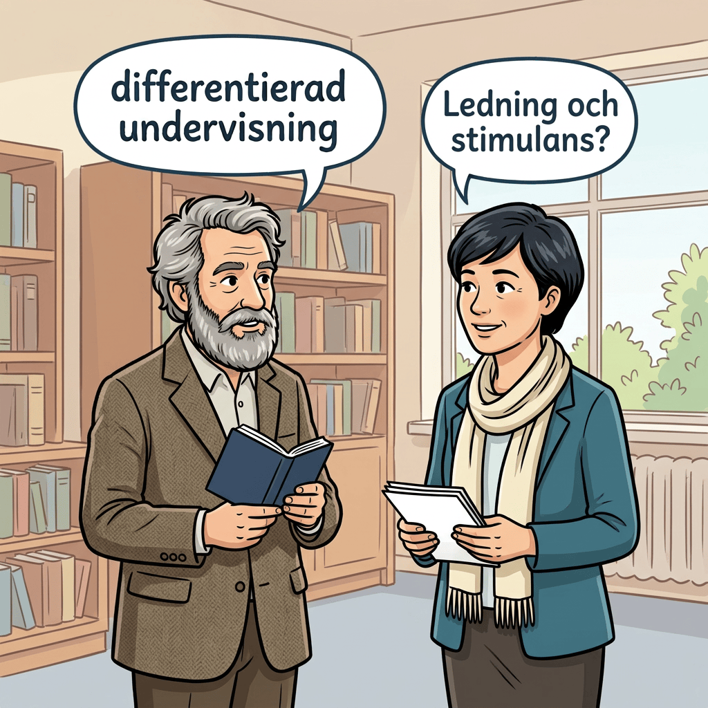 Teacher and student discussing differentiated instruction in a school hallway